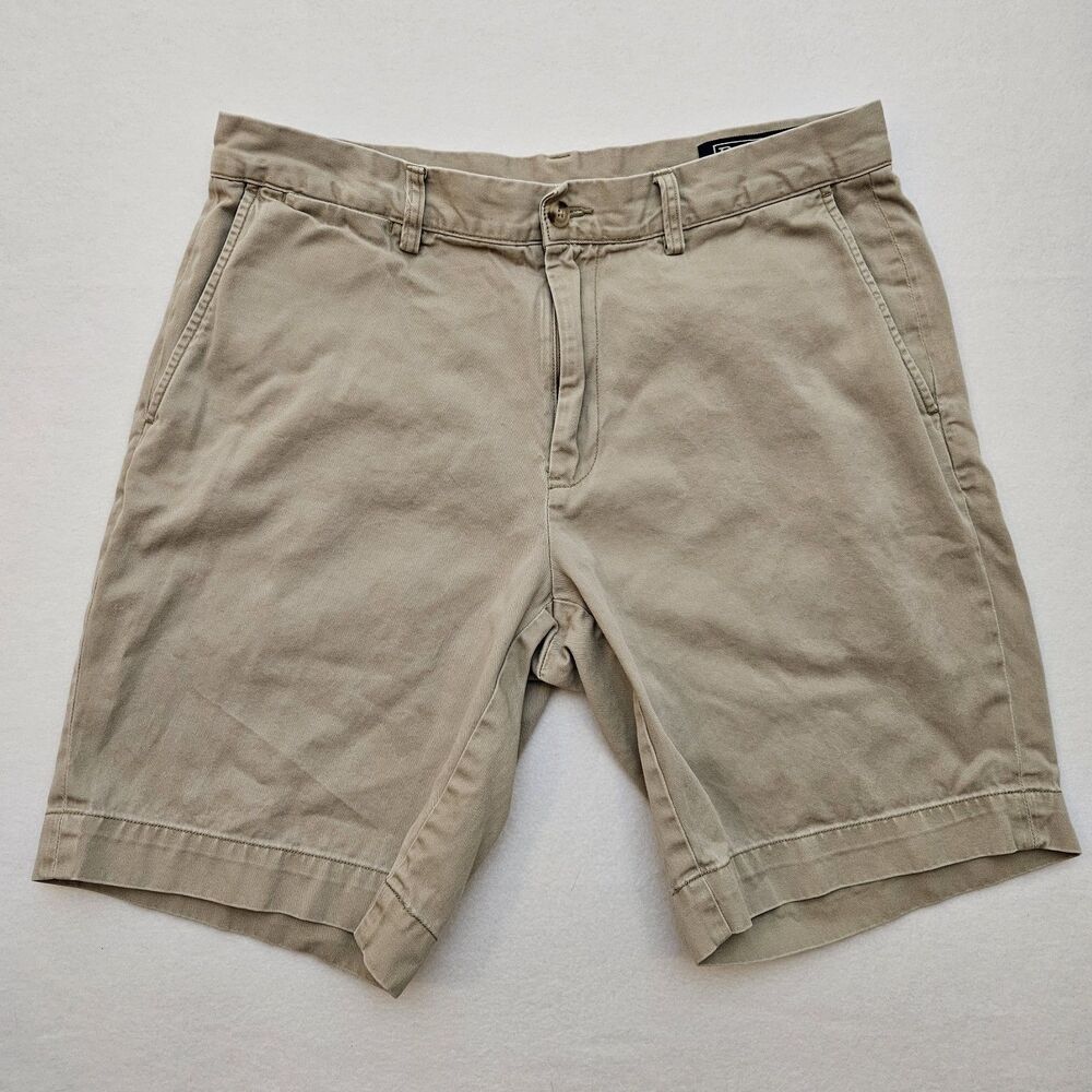 Polo Ralph Lauren Sz 33 Classic Fit 9" Chino Shorts Khaki Tan Flat Front Casual